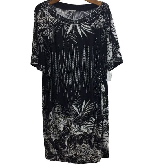 Signature By Robbie Bee Womens Floral Boat Neck Sheath Dress Black Plus Size 3X - Picture 1 of 11